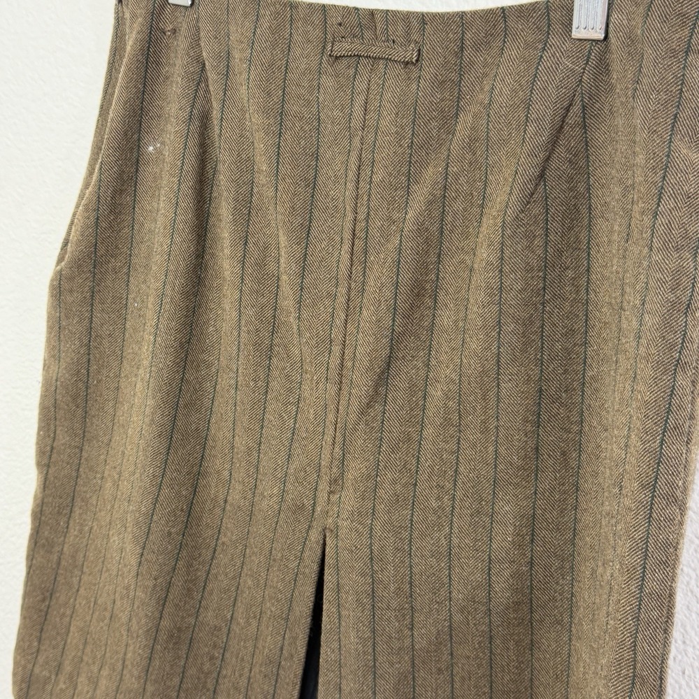 Harvé Bernard Brown Wool Pinstripe‎ Skirt Above Knee High Rise Classic - Picture 6 of 14